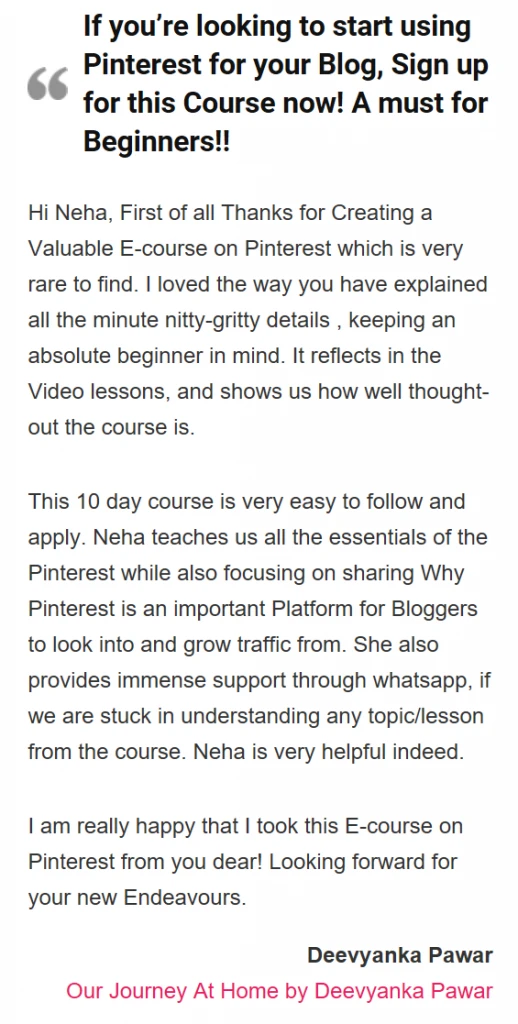 Blogging made easier Testimonial